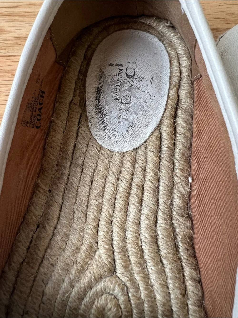 Coach Rhodelle Cream Leather Espadrille Flats Size in Size 7B